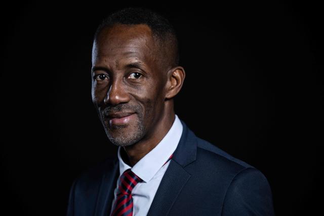 La France Insoumise (LFI) candidate for mayor of Saint Denis, Bally Bagayoko poses during a photo session in Paris, on December 11, 2025. (Photo by JULIEN DE ROSA / AFP)