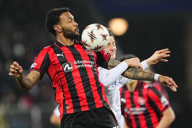 Midtjylland's Brazilian forward #74 Junior Brumado controls the ball during the UEFA Europa League football match between FC Midtjylland and RC Genk in Herning, Denmark on December 11, 2025. (Photo by Bo Amstrup / Ritzau Scanpix / AFP) / Denmark OUT