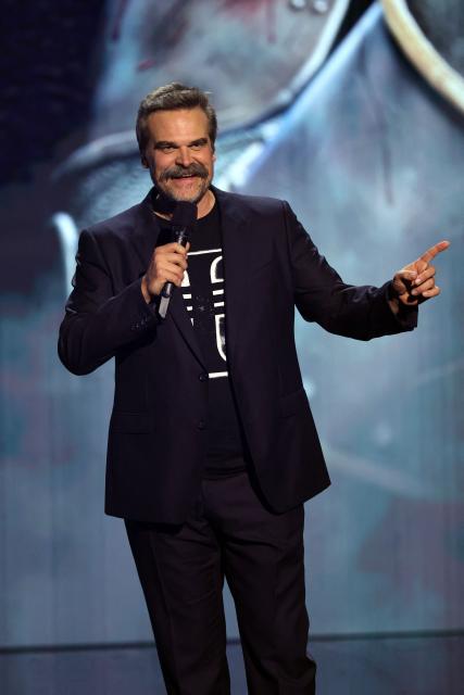 US actor David Harbour speaks during The Game Awards at the Peacock Theater in Los Angeles, California, on December 11, 2025. (Photo by Michael Tran / AFP)