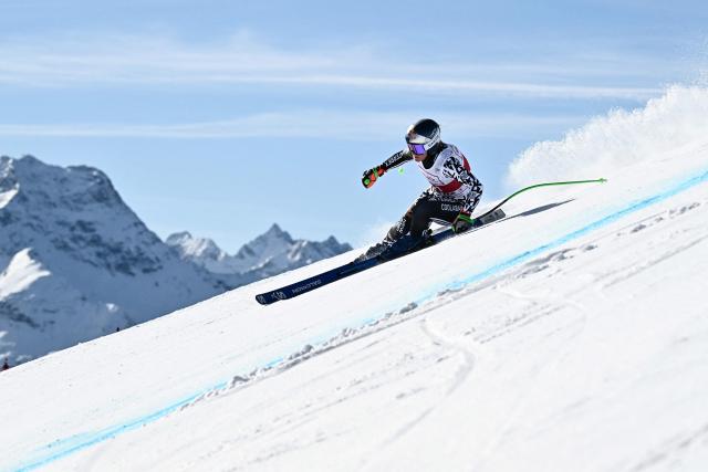 New Zealand's Alice Robinson competes in the women's downhill race part of the FIS Alpine Ski World Cup 2025-2026, in St Moritz, south-eastern Switzerland on December 12, 2025. (Photo by Fabrice COFFRINI / AFP)