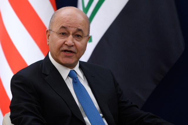 (FILES) Iraqi President Barham Salih gestures during a bilateral meeting with US President Donald Trump at the World Economic Forum in Davos, Switzerland, on January 22, 2020. Former Iraqi president Barham Salih will become the next United Nations High Commissioner for Refugees from January 2026, a UN source told AFP on December 12, 2025. Salih was president of Iraq from 2018 to 2022. (Photo by JIM WATSON / AFP)