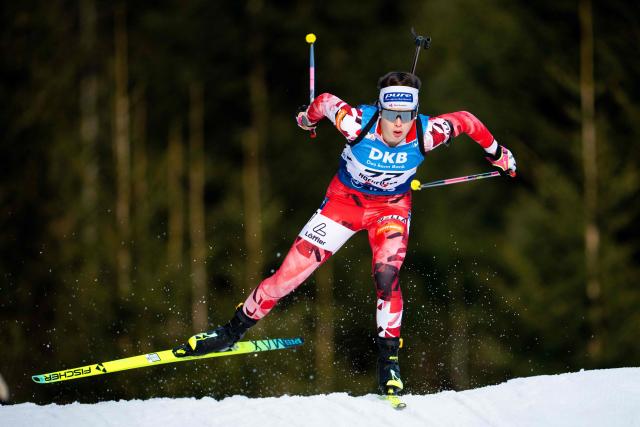 Austria's Anna Andexer competes during the women's 7,5km sprint event of the IBU Biathlon World Cup in Hochfilzen, Austria on December 12, 2025. (Photo by GEORG HOCHMUTH / APA / AFP) / Austria OUT