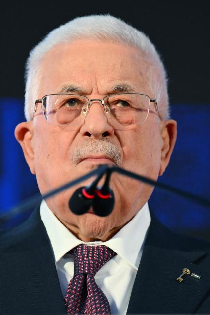 President of the Palestinian Authority Mahmoud Abbas attends the Atreju political meeting organised by the young militants of Italian right wing party Brothers of Italy (Fratelli d'Italia) on December 12, 2025 in Rome. (Photo by Alberto PIZZOLI / AFP)