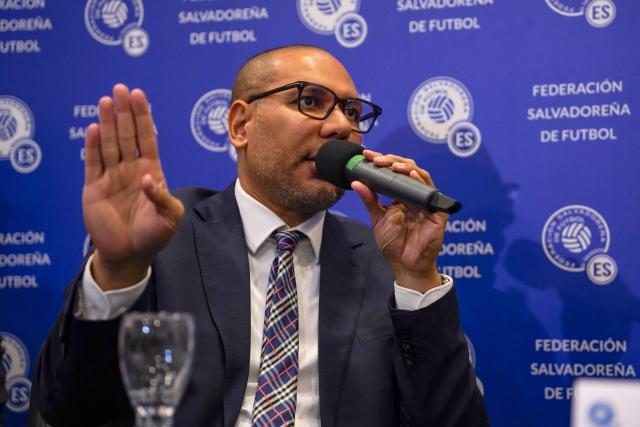 Yamil Bukele, new president of the Salvadoran Football Federation, speaks during a press conference in San Salvador on December 12, 2025. Yamil Bukele, brother of El Salvador's President Nayib Bukele, was elected as the new president of the Salvadoran Football Federation after an election as the single candidate on December 12, 2025. (Photo by Camilo FREEDMAN / AFP)