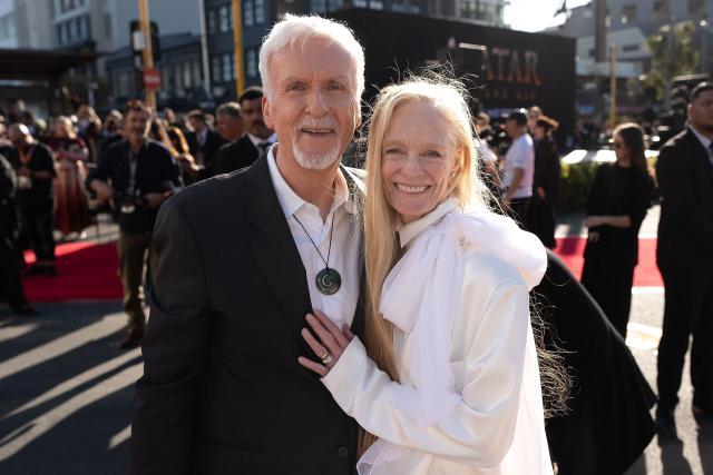 Avatar director James Cameron and his wife Suzy Cameron attend the Australasian premiere of Avatar Fire and Ash in Wellington on December 13, 2025. (Photo by Marty MELVILLE / AFP)