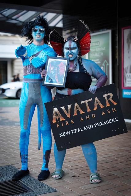 Avatar fans attend the Australasian premiere of Avatar Fire and Ash in Wellington on December 13, 2025. (Photo by Marty MELVILLE / AFP)