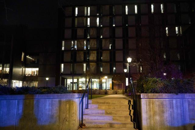 The Barus & Holley engineering building is seen at Brown University campus in Providence, Rhode Island, on December 13, 2025. A gunman killed two people and critically wounded eight others in the afternoon of December 13 at prestigious Brown University, authorities said, urging people in the area to remain in lockdown as the attacker was still at large. (Photo by Bing Guan / AFP)