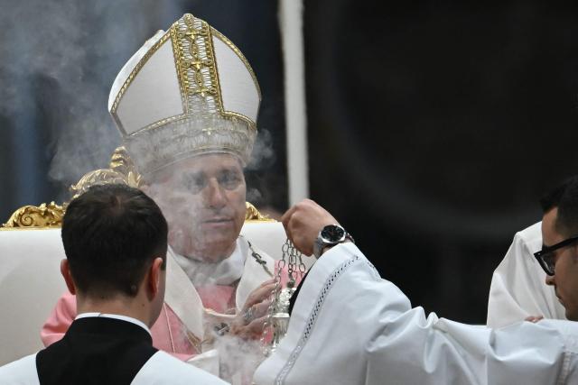 Pope Leo XIV leads a mass on the occasion of the Jubilee of Prisoners at St Peter's basilica in The Vatican on December 14, 2025. (Photo by Filippo MONTEFORTE / AFP)