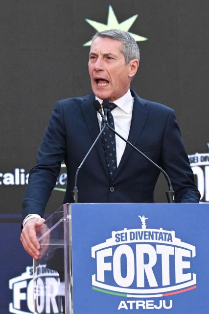 Antonio De Poli, National secretary of the Union of Christian and Centre Democrats (UDC), attends the Atreju political meeting organised by the young militants of Italian right wing party Brothers of Italy (Fratelli d'Italia) on December 14, 2025 in Rome. (Photo by Tiziana FABI / AFP)