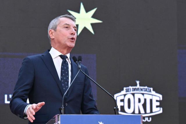 Antonio De Poli, National secretary of the Union of Christian and Centre Democrats (UDC), attends the Atreju political meeting organised by the young militants of Italian right wing party Brothers of Italy (Fratelli d'Italia) on December 14, 2025 in Rome. (Photo by Tiziana FABI / AFP)