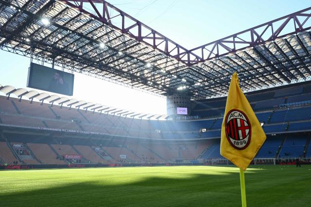This photograph shows a general view of the stadium ahead of the Italian Serie A football match between AC Milan and Sassuolo at the San Siro Stadium in Milan, Italy on December 14, 2025 (Photo by Piero CRUCIATTI / AFP)