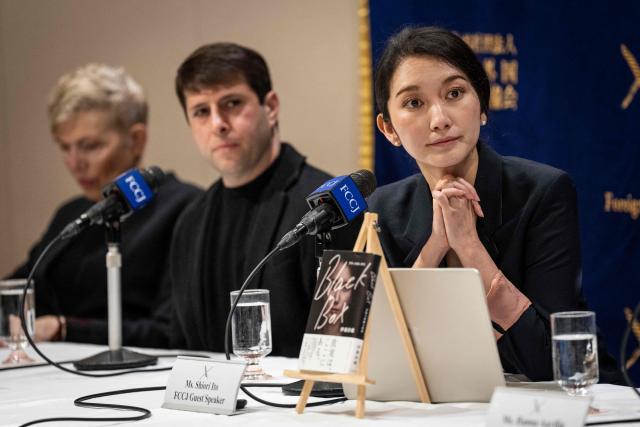 Journalist and Director Shiori Ito attends a press conference following a press screening event of the film "Black Box Diaries" in Tokyo on December 15, 2025. (Photo by Yuichi YAMAZAKI / AFP)
