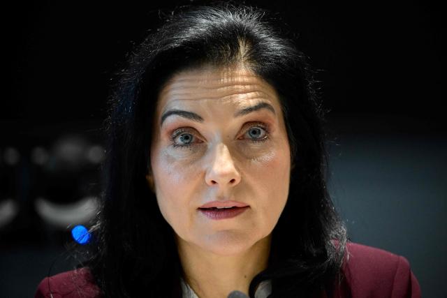 German Economy and Energy Minister Katherina Reiche attends the 8th German-Ukrainian Economic Forum in Berlin, Germany, on December 15, 2025. (Photo by Tobias SCHWARZ / AFP)