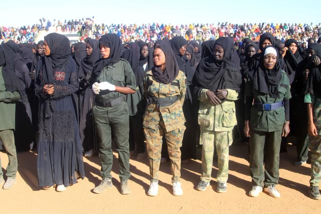 The authorities of the capital, Khartoum, are deploying thousands of soldiers in the Umbada locality west of Omdurman after they completed training courses, with the aim of supporting the Sudanese army on the battlefronts on December 15, 2025.  (Photo by Ebrahim Hamid / AFP)
