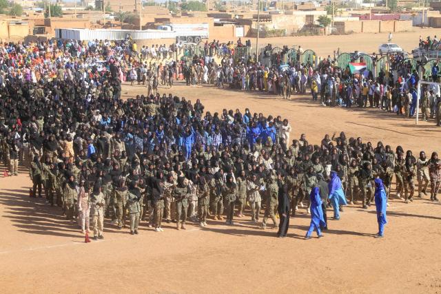 The authorities of the capital, Khartoum, are deploying thousands of soldiers in the Umbada locality west of Omdurman after they completed training courses, with the aim of supporting the Sudanese army on the battlefronts on December 15, 2025.  (Photo by Ebrahim Hamid / AFP)