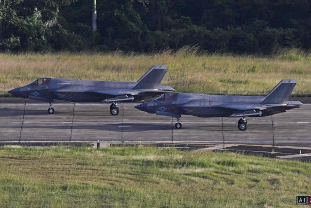 US Marine Corps F-35B fighter jets prepare for take off at José Aponte de la Torre Airport, formerly Roosevelt Roads Naval Station, on December 15, 2025 in Ceiba, Puerto Rico. Aircraft movements and coordinated exercises were observed throughout the day as part of heightened regional military readiness linked to ongoing operations at US military bases and maritime security efforts in the Caribbean. President Donald Trump administration is conducting a military campaign in the Caribbean and eastern Pacific, deploying naval and air forces for what it calls an anti-drugs offensive. (Photo by Miguel J. Rodriguez Carrillo / AFP)