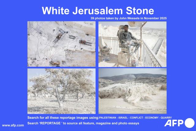 AFP presents a reportage of 39 pictures taken in November 2025 by photographer John Wessels of the Jerusalem Stone quarries in the Israeli-occupied Palestinian West Bank. Search all these reportage images using: PALESTINIAN-ISRAEL-CONFLICT-ECONOMY-QUARRY

Search "REPORTAGE" to source all feature, magazine and photo essays. (Photo by JOHN WESSELS / AFP)