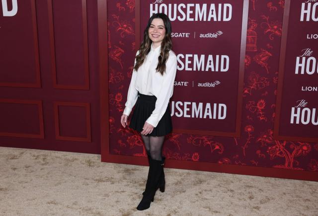 US actress and singer Miranda Cosgrove attends the LA premiere of Lionsgate's "The Housemaid" at the TCL Chinese theatre in Los Angeles, on December 15, 2025. (Photo by Patrick T. Fallon / AFP)