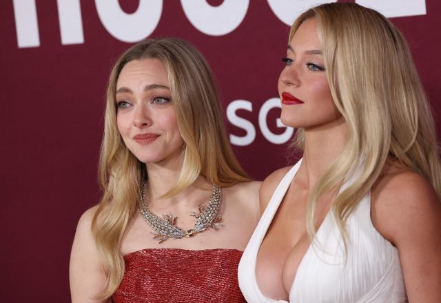 US actresses Amanda Seyfried (L) and Sydney Sweeney attend the LA premiere of Lionsgate's "The Housemaid" at the TCL Chinese theatre in Los Angeles, on December 15, 2025. (Photo by Patrick T. Fallon / AFP)