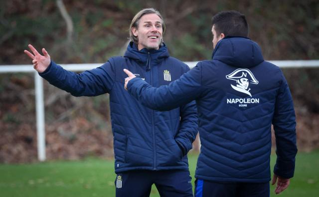 Charleroi's interim Belgian head coach Hans Cornelis gestures during a training session of the Belgian Pro League football team Sporting Charleroi in Charleroi on December 17, 2025. (Photo by VIRGINIE LEFOUR / Belga / AFP) / Belgium OUT