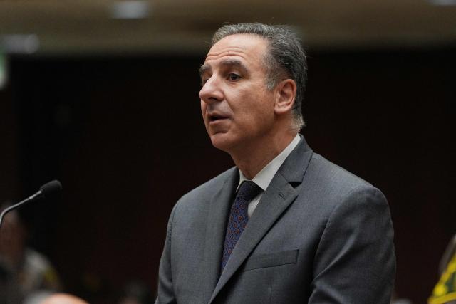 Deputy District Attorney Habib Balian stands in front of the judge prior to an appearance by Nick Reiner on murder charges for the killing of his parents Rob and Michele Reiner on December 17, 2025, in Los Angeles. The son of famed Hollywood director Rob Reiner was charged with two counts of first-degree murder over the brutal slaying of his parents, the chief prosecutor of Los Angeles said on December 16. (Photo by Jae C. Hong / POOL / AFP)