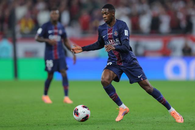 Paris Saint-Germain's French forward #10 Ousmane Dembele controls the ball during the 2025 FIFA Intercontinental Cup final football match between Paris Saint-Germain (PSG) and CR Flamengo at the Ahmad bin Ali Stadium in Al-Rayyan on the outskirts of Doha on December 17, 2025. (Photo by Karim JAAFAR / AFP)