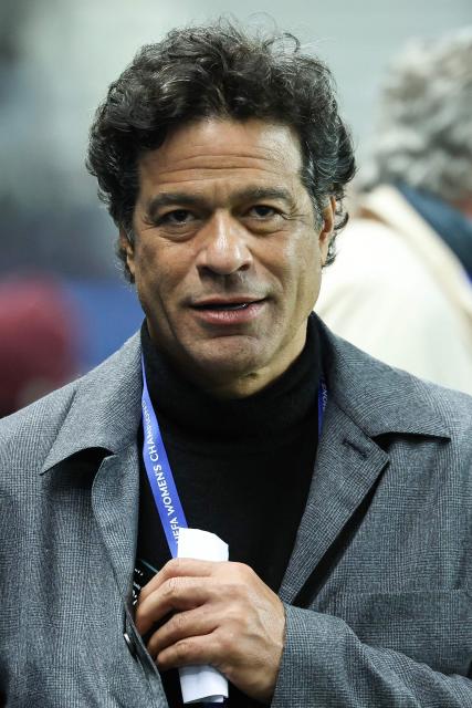 Brazilian former football player Rai Souza Vieira de Oliveira looks on ahead of the UEFA Champions League group-stage football match between Paris FC and FC Barcelona at the Stade Jean-Bouin, in Paris, on december 17, 2025. (Photo by FRANCK FIFE / AFP)