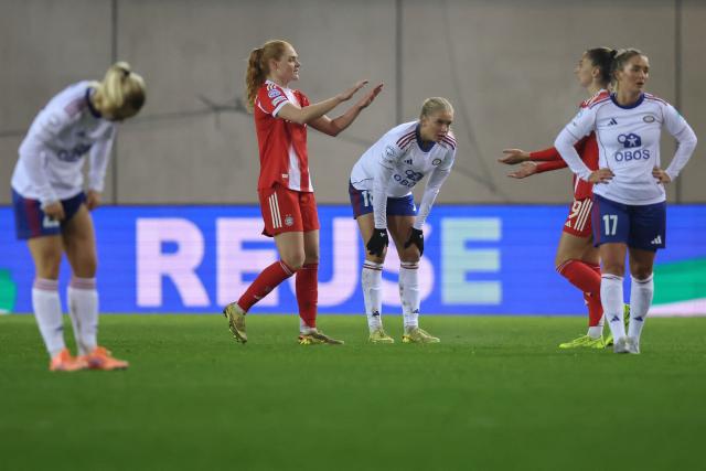 Players react after the UEFA Women's Champions League football match FC Bayern Munich vs Valerenga Fotball in Munich, southern Germany on December 17, 2025. (Photo by Alexandra BEIER / AFP)