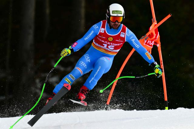 Italy’s Florian Schieder competes in the men's Downhill, replacing the Beaver Creek competition, during the FIS Alpine Ski World Cup in Val Gardena on December 18, 2025. The Italian organizers have indeed agreed to host on their course one of the two downhill races scheduled last month in Beaver Creek (United States), which was canceled due to weather conditions. (Photo by Stefano RELLANDINI / AFP)
