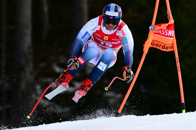 Norway's Adrian Smiseth Sejersted competes in FIS Alpine Skiing men's World Cup Downhill replacing Beaver Creek in Val Gardena, on December 18, 2025. (Photo by Stefano RELLANDINI / AFP)