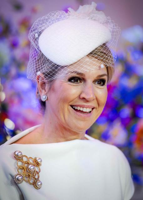 Dutch Queen Máxima reacts during the signing of a four-year partnership between the Princess Máxima Center for Pediatric Oncology and the International Atomic Energy Agency (IAEA) in Utrecht on December 18, 2025. (Photo by Robin van Lonkhuijsen / ANP / AFP) / Netherlands OUT