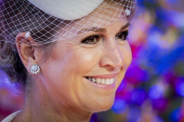 Dutch Queen Máxima reacts during the signing of a four-year partnership between the Princess Máxima Center for Pediatric Oncology and the International Atomic Energy Agency (IAEA) in Utrecht on December 18, 2025. (Photo by Robin van Lonkhuijsen / ANP / AFP) / Netherlands OUT