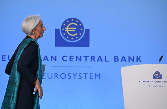 European Central Bank (ECB) President Christine Lagarde arrives for a press conference on the Eurozone's monetary policy, at the central bank's headquarters in Frankfurt am Main, western Germany, on December 18, 2025. The European Central Bank held its key interest rate steady on December 18, 2025 for a fourth straight meeting and said it expected inflation to stabilise around its two-percent target "in the medium term". (Photo by Kirill KUDRYAVTSEV / AFP)