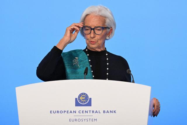European Central Bank (ECB) President Christine Lagarde addresses a press conference on the Eurozone's monetary policy, at the central bank's headquarters in Frankfurt am Main, western Germany, on December 18, 2025. The European Central Bank held its key interest rate steady on December 18, 2025 for a fourth straight meeting and said it expected inflation to stabilise around its two-percent target "in the medium term". (Photo by Kirill KUDRYAVTSEV / AFP)
