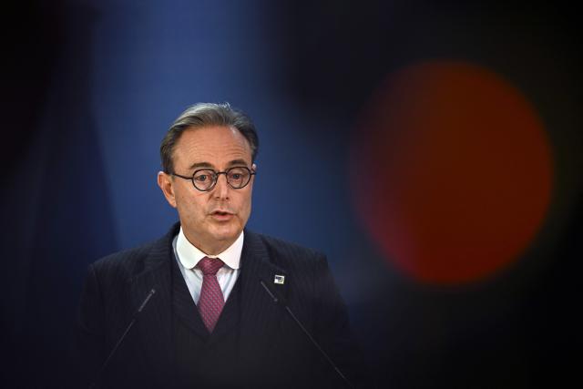 Belgium's Prime Minister Bart De Wever gives his final press conference at the end of the European Council meeting in Brussels, Belgium on December 19, 2025. (Photo by Nicolas TUCAT / AFP)