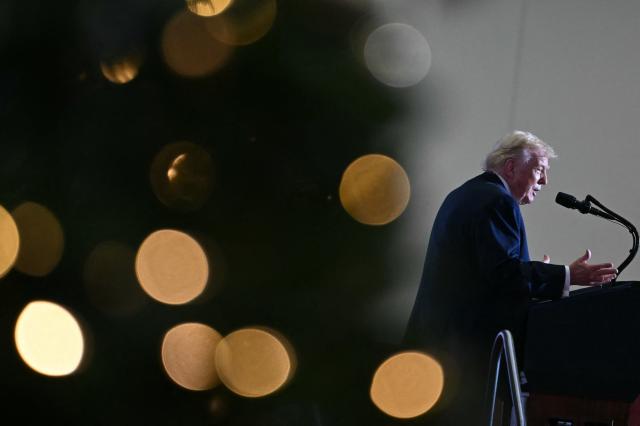 US President Donald Trump speaks during a political rally in Rocky Mount, North Carolina on December 19, 2025. (Photo by ANDREW CABALLERO-REYNOLDS / AFP)