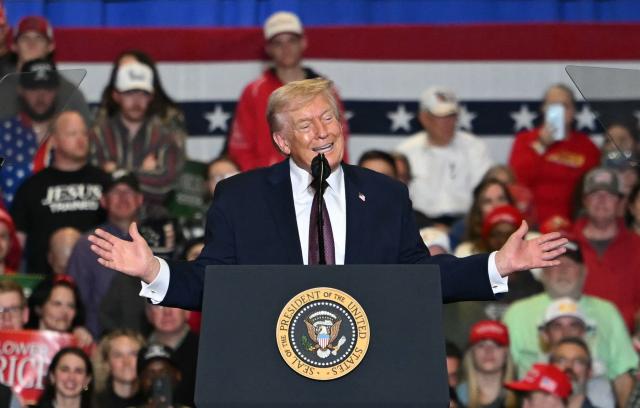 US President Donald Trump speaks during a political rally in Rocky Mount, North Carolina on December 19, 2025. (Photo by ANDREW CABALLERO-REYNOLDS / AFP)