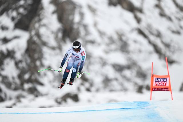 Norway's Marte Monsen competes in the women's downhill race part of the FIS Alpine Ski World Cup 2025-2026, in Val d'Isere, south western France, on December 20, 2025. (Photo by Jeff PACHOUD / AFP)
