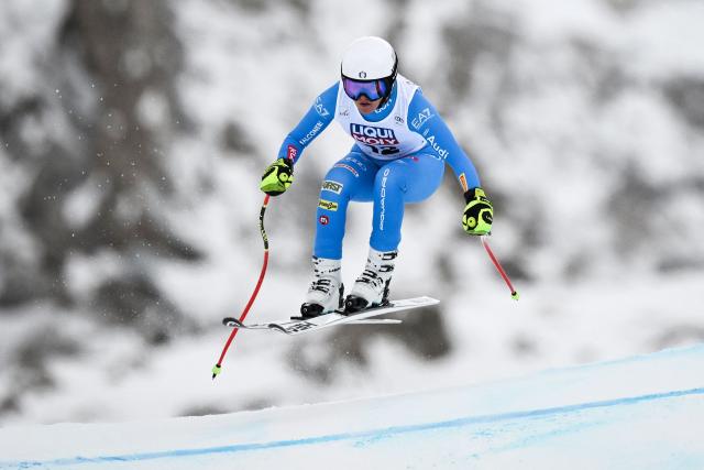 Italy's Laura Pirovano competes in the women's downhill race part of the FIS Alpine Ski World Cup 2025-2026, in Val d'Isere, south western France, on December 20, 2025. (Photo by Jeff PACHOUD / AFP)