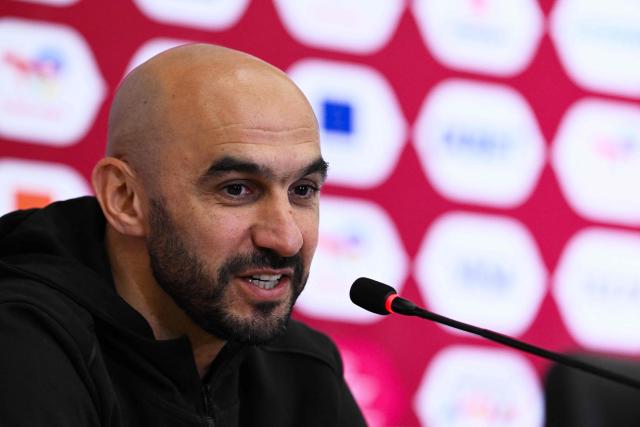 Morocco's head coach Walid Regragui speaks during a press conference at Prince Moulay Abdellah Stadium in Rabat, Morocco on December 20, 2025, ahead of the start of the Africa Cup of Nations (CAN) football tournament. Morocco take on Comoros in the opening game on December 21. (Photo by SEBASTIEN BOZON / AFP)