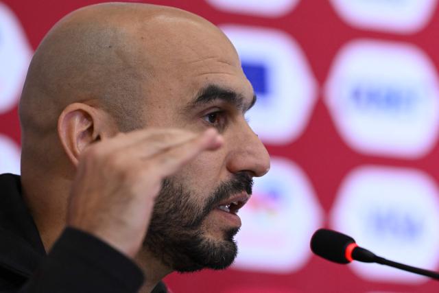 Morocco's head coach Walid Regragui speaks during a press conference at Prince Moulay Abdellah Stadium in Rabat, Morocco on December 20, 2025, ahead of the start of the Africa Cup of Nations (CAN) football tournament. Morocco take on Comoros in the opening game on December 21. (Photo by SEBASTIEN BOZON / AFP)