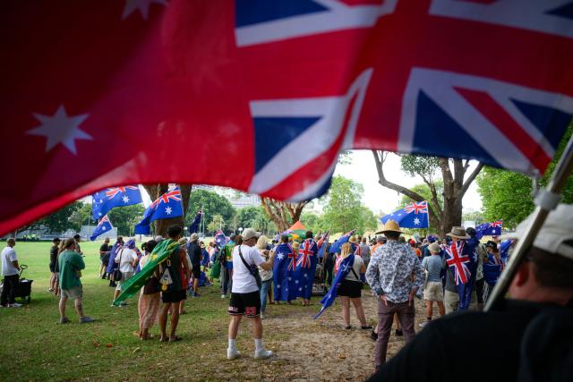 Participants gather for the anti-immigration 'Put Australia First' rally at Prince Alfred Park in Sydney on December 21, 2025, one week after the Bondi Beach mass shooting. (Photo by GEORGE CHAN / AFP)