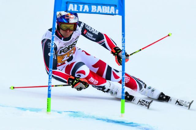 France's Alexis Pinturault competes in the first run of the Men's Giant Slalom event, part of the FIS Alpine Ski World Cup 2025-2026, in Alta Badia, northern Italy, on December 21, 2025. (Photo by Stefano RELLANDINI / AFP)