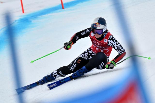 New Zealand's Alice Robinson competes in the women's Super G event during the FIS Alpine Ski World Cup 2025-2026, in Val d'Isere, southwestern France, on December 21, 2025. (Photo by Jeff PACHOUD / AFP)
