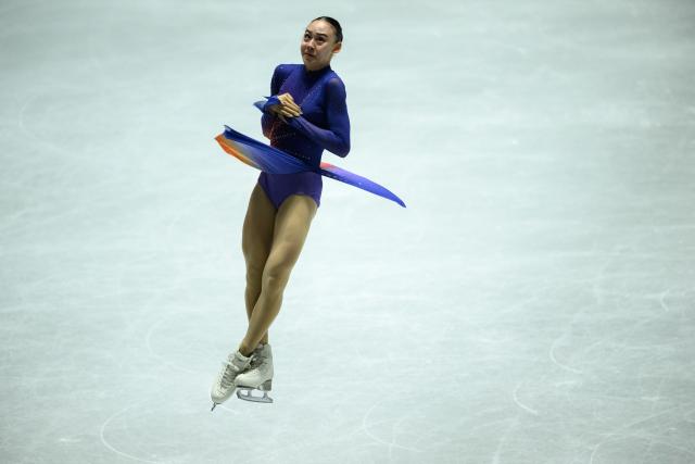 Japan's Mayuko Oka competes in the women's free skating during Japan Figure Skating Championships in Tokyo on December 21, 2025. (Photo by Philip FONG / AFP)