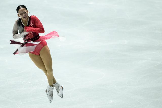 Japan's Rinka Watanabe competes in the women's free skating during Japan Figure Skating Championships in Tokyo on December 21, 2025. (Photo by Philip FONG / AFP)