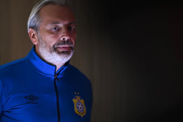 Democratic Republic Of Congo's coach Sebastien Desabre looks on as he arrives to attend a press conference in Rabat, on December 22, 2025, ahead of the Group D match between Democratic Republic of Congo and Benin in the Africa Cup of Nations (CAN) football tournament. (Photo by Gabriel BOUYS / AFP)