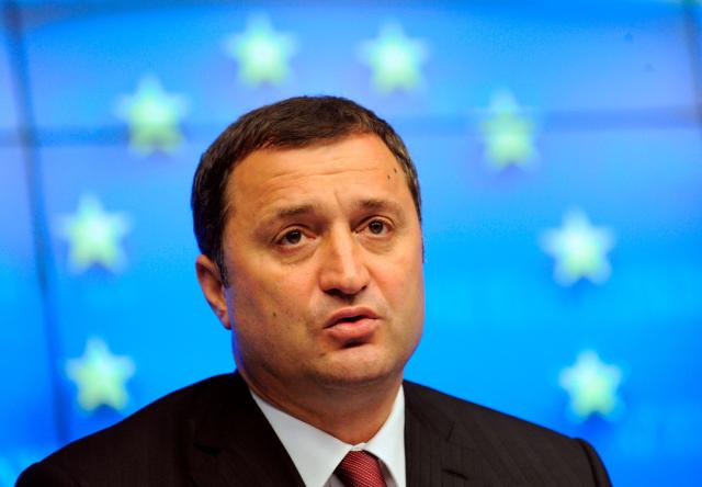 (FILES) Prime Minister of Moldova Vlad Filat speaks during a press conference prior to attend a meeting with European Union President at the EU Headquarters in Brussels on June 26, 2012. In early December, the French courts sentenced former Moldovan Prime Minister Vlad Filat in absentia to two years in prison and a Ђ100,000 fine for money laundering in a corruption case involving the Moldovan national lottery market, according to the judgement seen by AFP on December 22, 2025. (Photo by JOHN THYS / AFP)