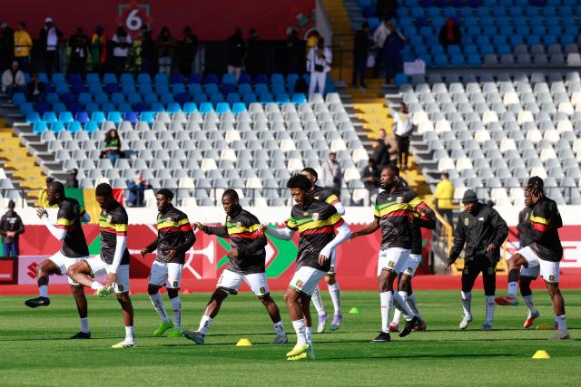Malian's players warm-up ahead of the Africa Cup of Nations (AFCON) Group A football match between Mali and Zambia at Mohammed V Stadium in Casablanca, Morocco on December 22, 2025. (Photo by Abdel Majid BZIOUAT / AFP)