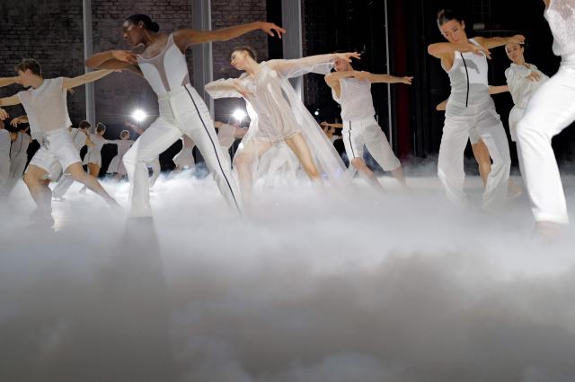 Dancers of the Monte-Carlo ballet take part in the rehearsal of the "Ma Bayadere" ballet show, a creation by French dancer and choreographer Jean-Christophe Maillot, in Monaco on December 22, 2015. The show will take place from December 27, 2025 until January 4, 2026 at the Grimaldi Forum in Monaco. (Photo by Valery HACHE / AFP)